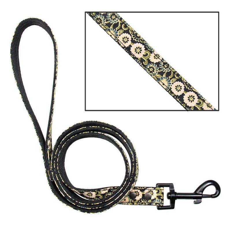 Collar y correa trenzada de nailon con diseño floral pequeño de primera calidad para mascotas, antipérdida y grabado para gatos._voghion.com