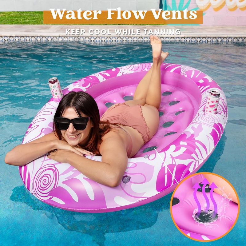 Inflatable Water Maple Leaf Luminous Lounge Chair U Shaped Seat Hole Hole Floating Bed Backrest Floating Row Swimming Seat Ring_voghion.com