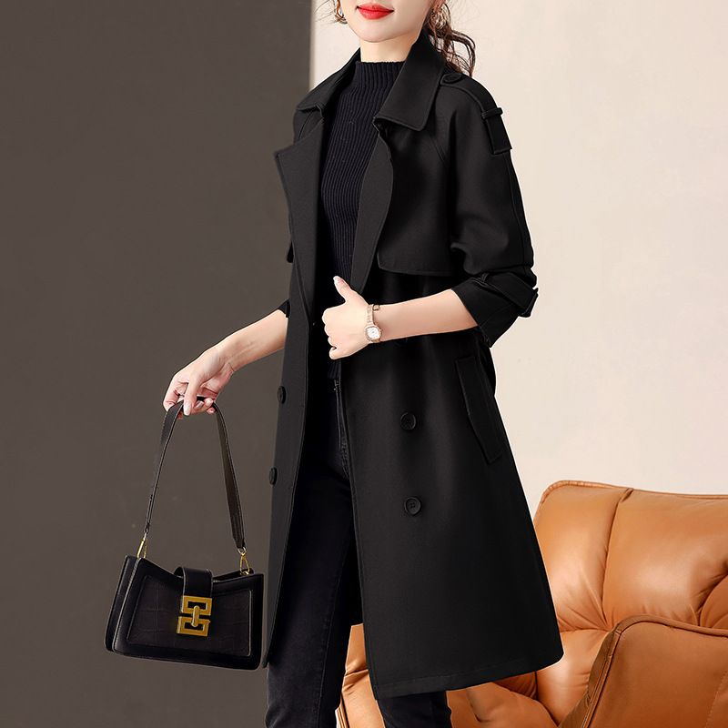 Trench britannico europeo per le donne, nuovo stile primaverile e autunnale, vestibilità aderente, versatile, giacca di media lunghezza_voghion.com