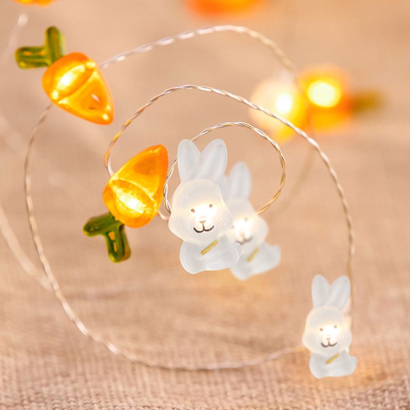 Lampa z drutu miedzianego LED, lampa dekoracyjna z królikiem, marchewką, jajkiem, lampą z drutu miedzianego, wielkanocnym sznurem świetlnym_voghion.com