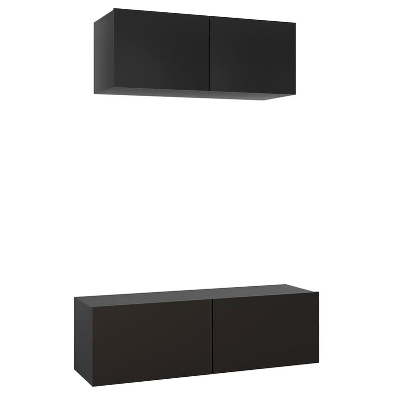 2-tlg. TV-Schrank-Set Schwarz Holzwerkstoff_voghion.com