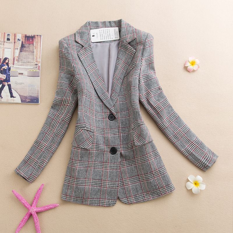 Blazer alla moda a due bottoni per donna - Giacca casual slim fit con scollo a V, colore grigio/cachi (taglie dalla M alla XXXL)_voghion.com