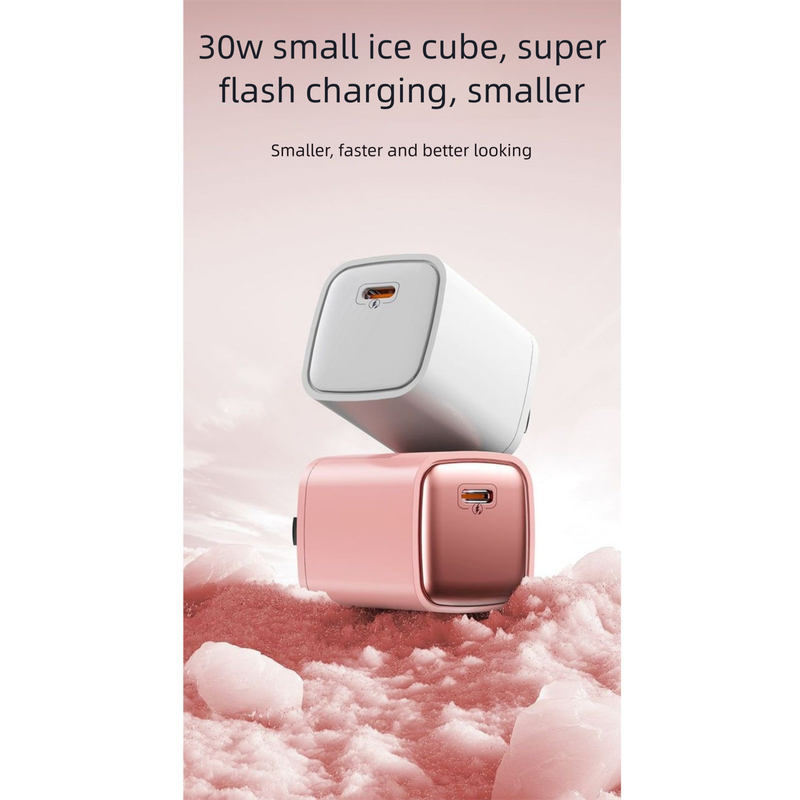 Cargador de un solo puerto para cubos de hielo pequeños de 30 W, certificado por 3C, compatible con cabezal de carga rápida PD_voghion.com