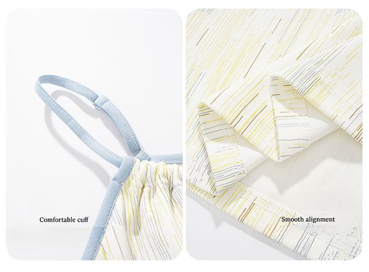 Lässiges Sommer-Pyjama-Set | Lockere Hosenträger für Damen, 100 % Baumwolle, Größe S – Frische Shorts mit Brustpolstern_voghion.com