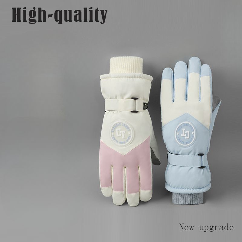 Women's Ski Winter Fleece Lined Thickened Snow Play Waterproof Warm Cycling Electric Bike Touchscreen Non-Slip Cotton_voghion.com