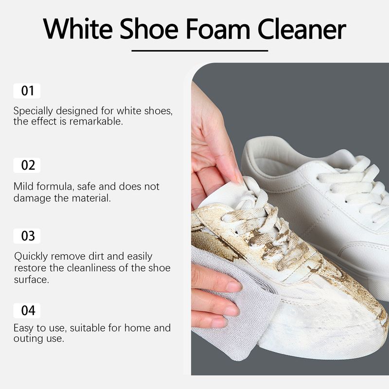 Jue-Fish White Shoe Foam Cleaner Cleans And Removes Stains And Brightens Multi-Functional Shoe Polish Foam Cleaner_voghion.com