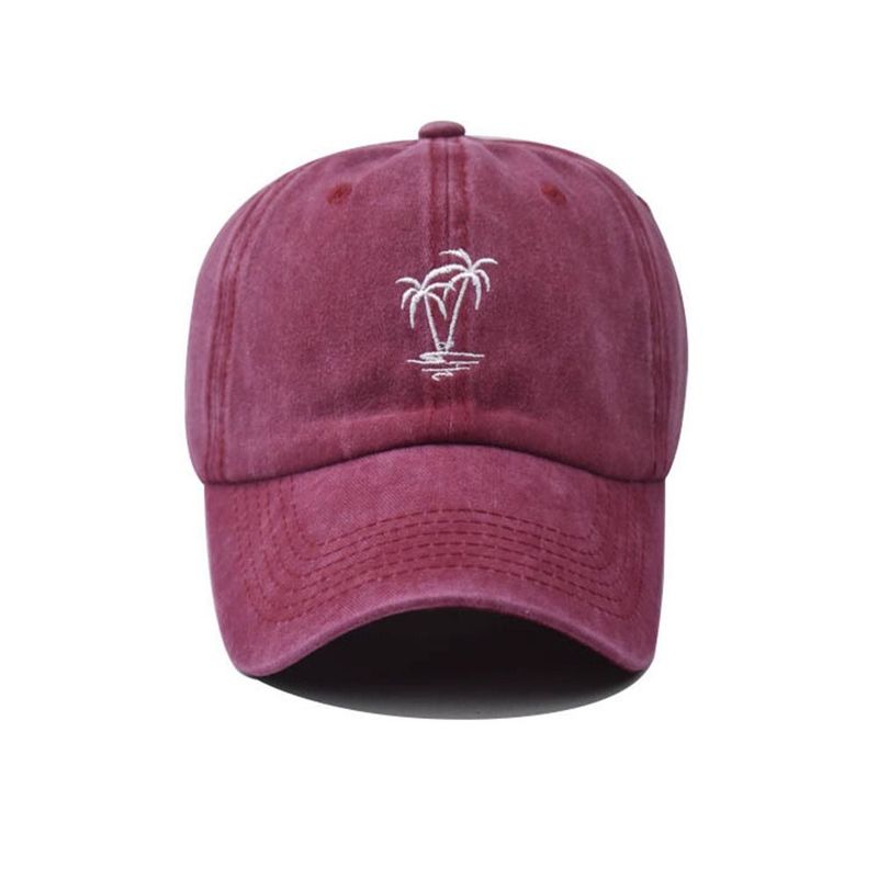 Cappellino da baseball con ricami a forma di albero di cocco, in cotone lavato, per uomo e donna, con snapback, da papà, per attività all'aperto_voghion.com