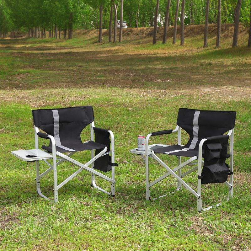 Padded Folding Chair With Side Table And Storage Pockets,Lightweight Oversized Directors Chair For Indoor, Outdoor Camping, Picnics And Fishing_voghion.com