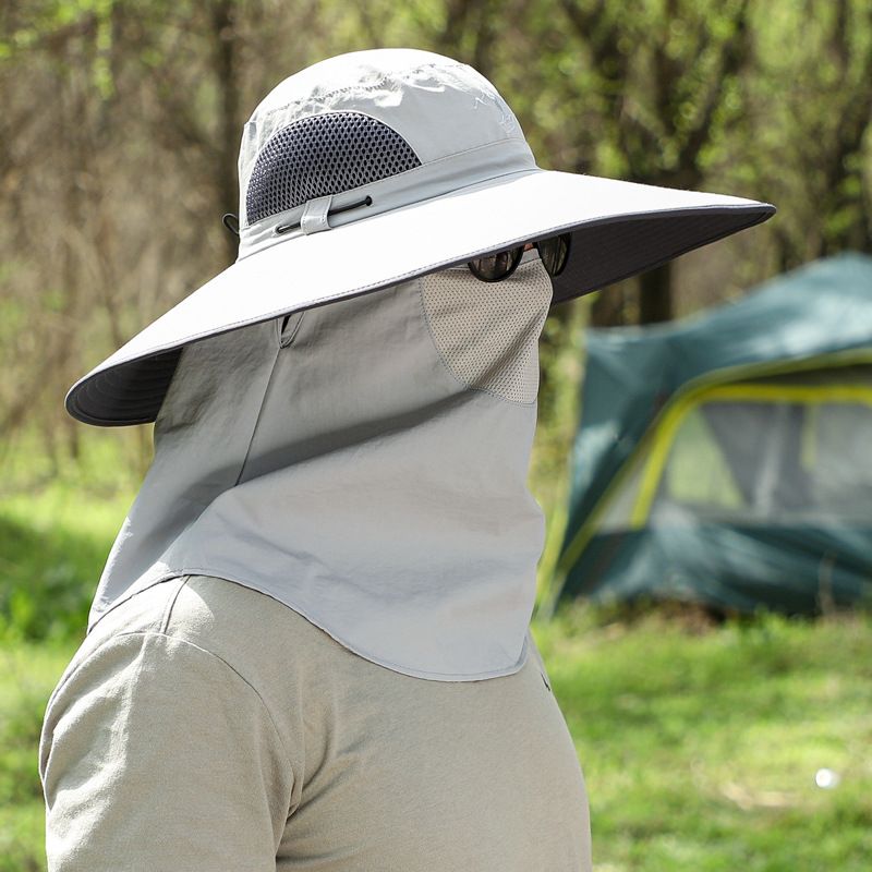 12CM Sun Protection Hat For Men To Cover Their Face Insect And Sand Proof Outdoor Hiking Large Brim Sun Protection Fisherman Hat For Women_voghion.com