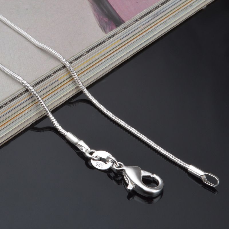 Mote 1MM 2MM sierbelagt glatt slangekjede stemplet choker halskjede til kvinner smykker 16 18 20 22 24 26 28 30 tommer_voghion.com