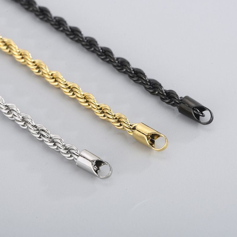 Braccialetti da uomo in acciaio al titanio, gioielli in oro 18 carati, catena intrecciata bicolore, bracciale unisex in acciaio inossidabile_voghion.com