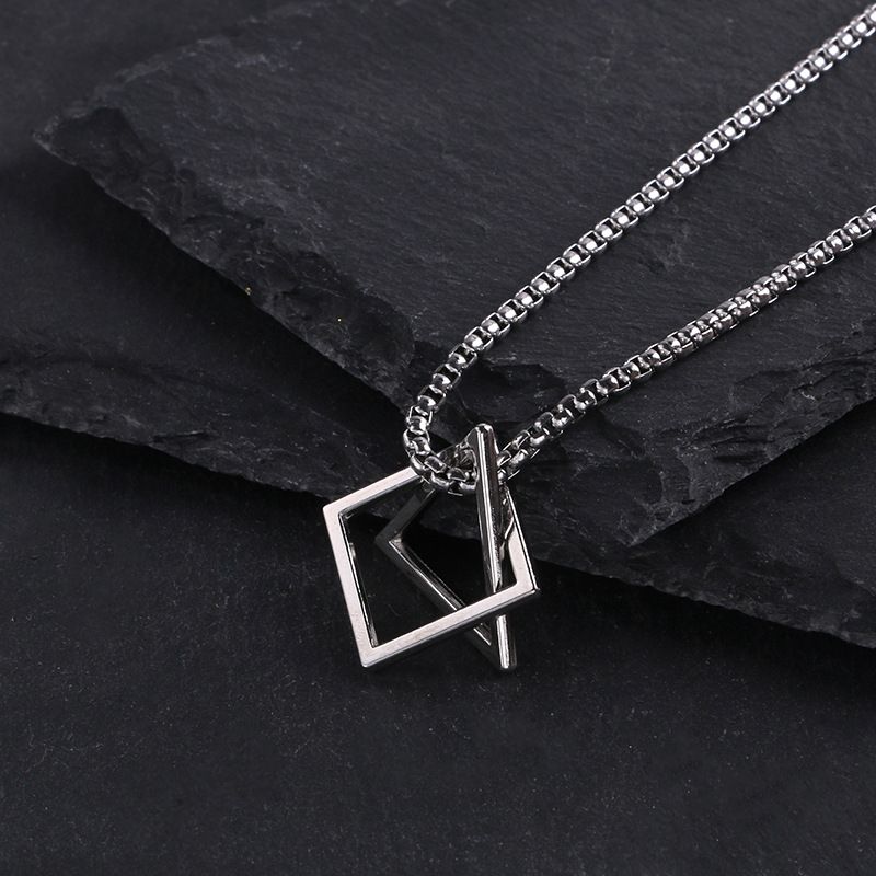 Collana geometrica per coppia, stile cool, hip-hop, uomo e donna, semplice, trendy, versatile, creativo, celebrità di Internet._voghion.com