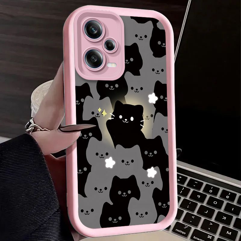 Cute Cartoon Glowing Cat Case for Xiaomi Redmi Note 12 11 13 Pro Plus 4G 5G 10S 11S 9S 12S 10 9 Redmi 12C 14C 13C A3 12 Funda_voghion.com