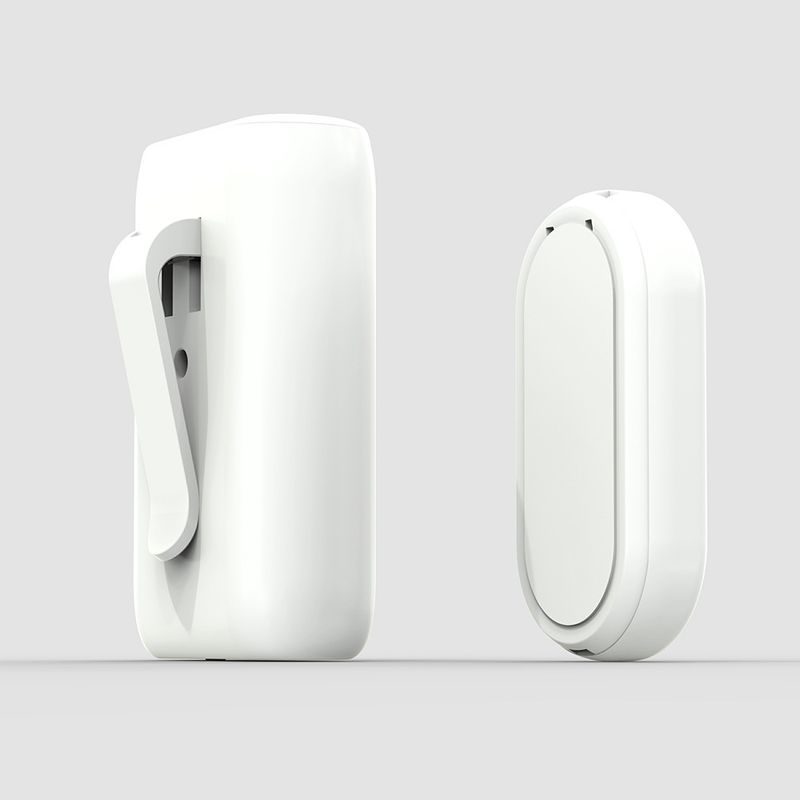 Timbre inalámbrico con 58 timbres, LED intermitente de colores y alerta por vibración. Alimentación CC de 5 V. Ideal para el hogar y el cuidado de personas mayores (botón rojo/azul opcional)._voghion.com