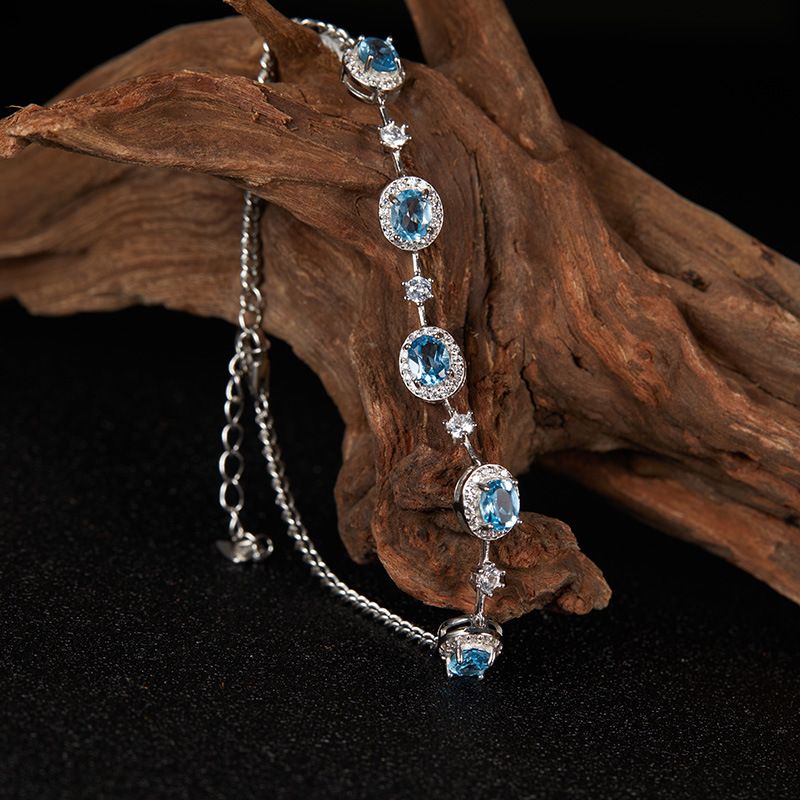 Schmuck S Reines Silber Natürlicher Granatapfel Topas Diopsid Edelstein Armband Für Frauen_voghion.com