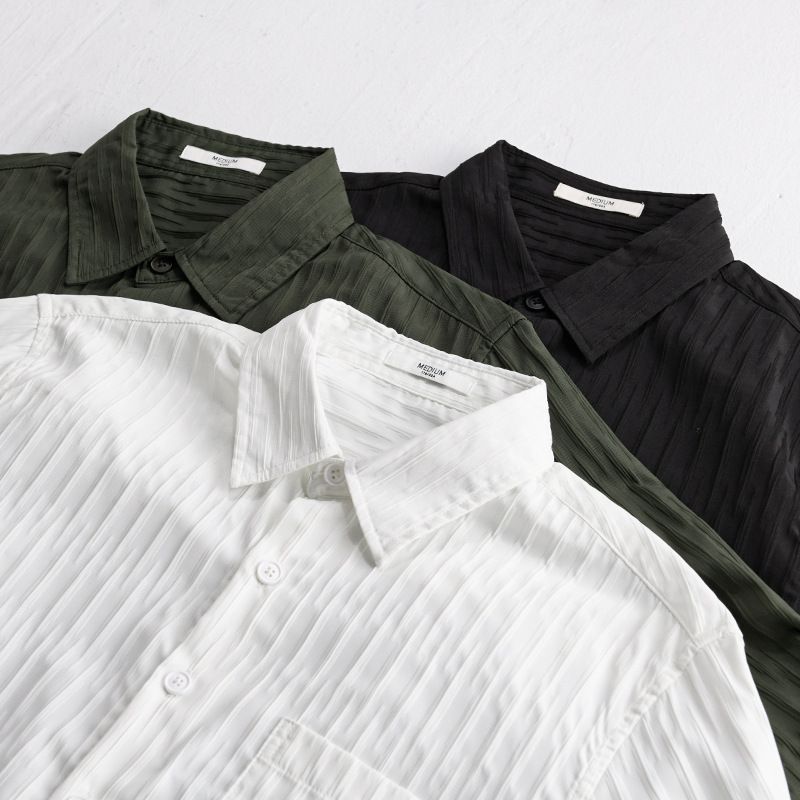 Camicia a maniche lunghe da uomo semplice e versatile, primavera ed estate, ampia, comoda, traspirante, fresca e sottile._voghion.com