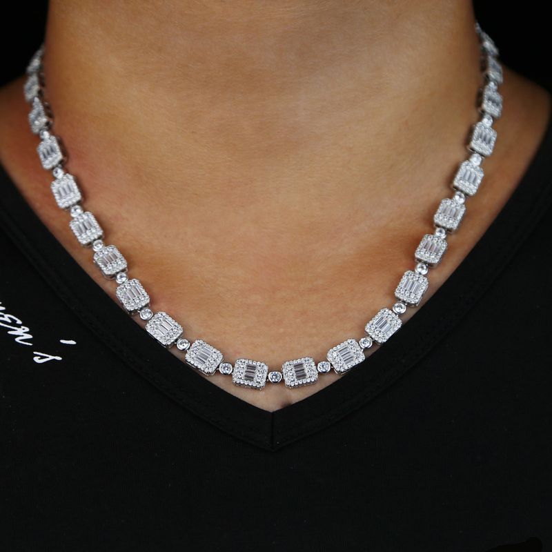 Nový 10X8mm obdélníkový zirkonový náhrdelník Trend muži a ženy hip hop náhrdelník_voghion.com