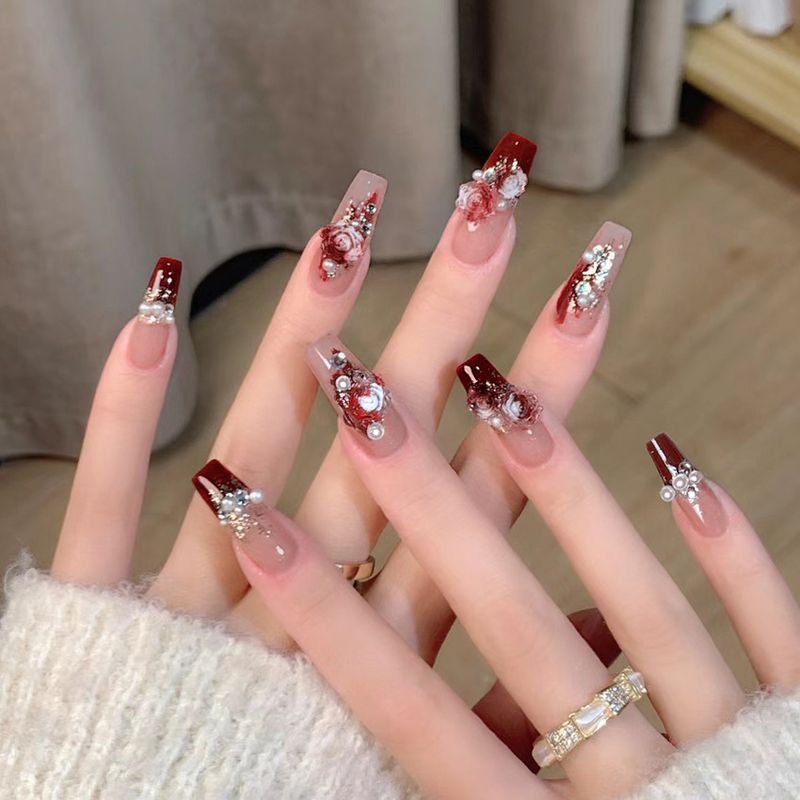 New Ins Advanced Pure Desire Wind Finished Wearing Rose Nail Patch A66_voghion.com