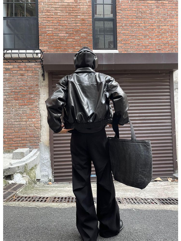 American Style Elastic Waist Loose-fit Casual Trousers 280gm Sensibility Ruffled Wide-leg Pants Men's Tuxedo Suit Pants_voghion.com