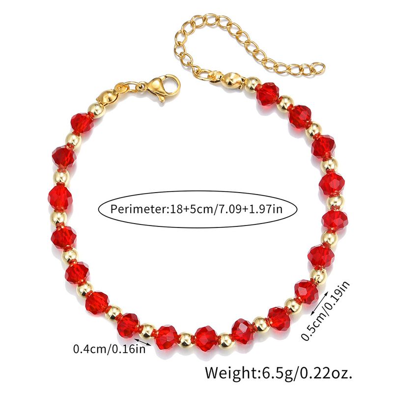 Koreanische Version des Mini-roten und schwarzen Kristall-Ins Retro-Stapelarmbands aus Edelstahl mit Glasperlen für Damen_voghion.com