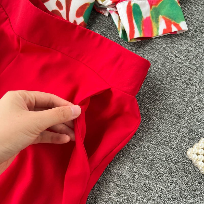 Ensemble deux pièces chemise imprimée et pantalon large pour femme_voghion.com