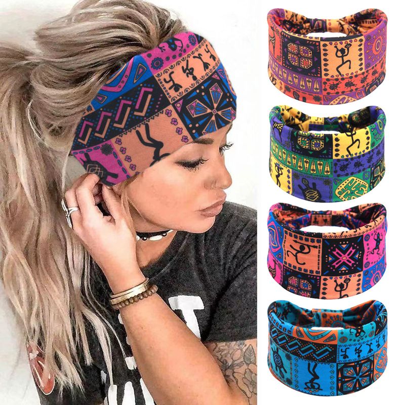 Spring/Summer New End Bohemian Printed Headband, Wide Edge Elastic Sports Headband_voghion.com