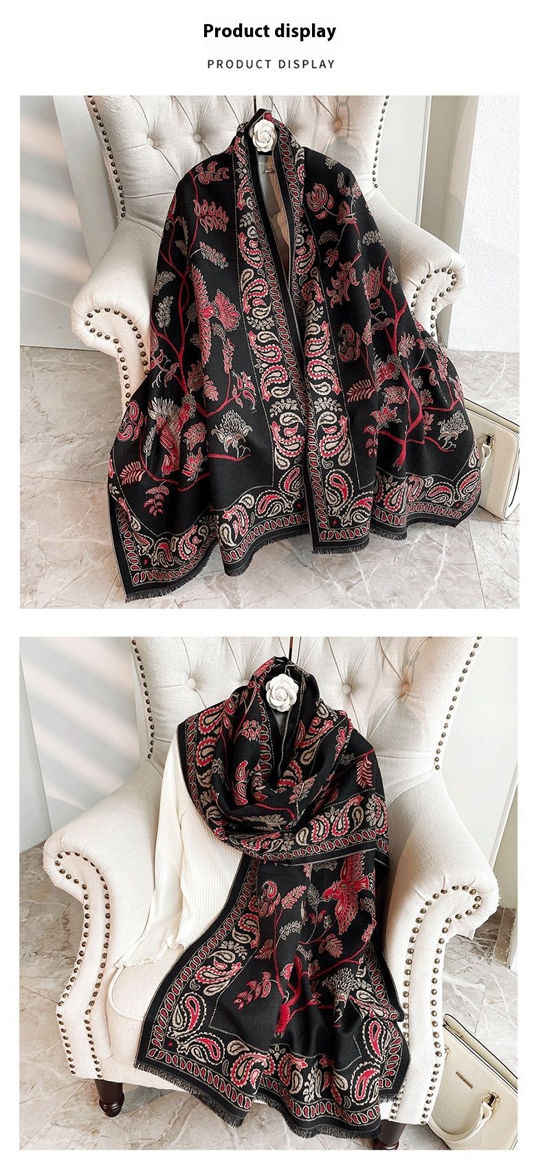 New Autumn And Winter Fashion Shawl For Office Nap Blanket Cashmere Scarf Printed Tassel Warm Scarf Star Style_voghion.com