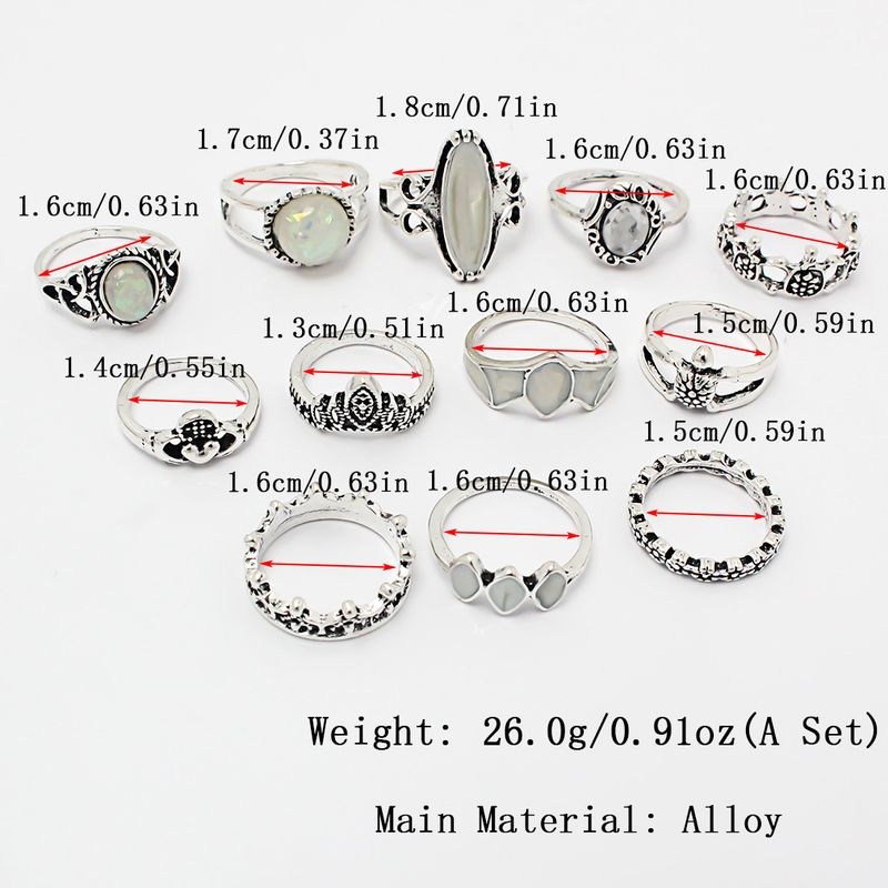 Unisex Fashion Retro Handset Diamanten Ringset Stapelringen_voghion.com