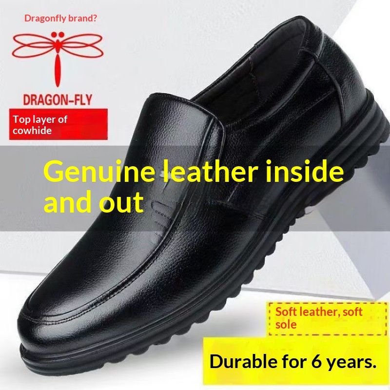 Glide Dragonfly Herrenschuhe aus echtem Leder – Business Casual, formelle Schuhe mit Absatz, rutschfest, für Männer mittleren Alters_voghion.com