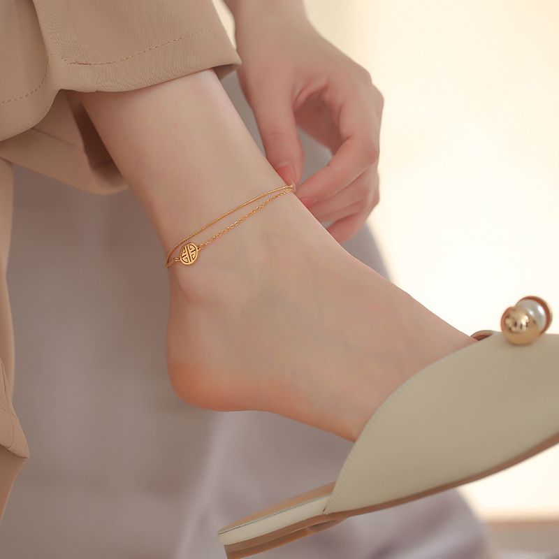 Niszowa luksusowa dwuwarstwowa bransoletka Lucky Hollow Anklet damska ze stali tytanowej 2022 Nowy projekt Sprzedaż bezpośrednia w fabryce_voghion.com