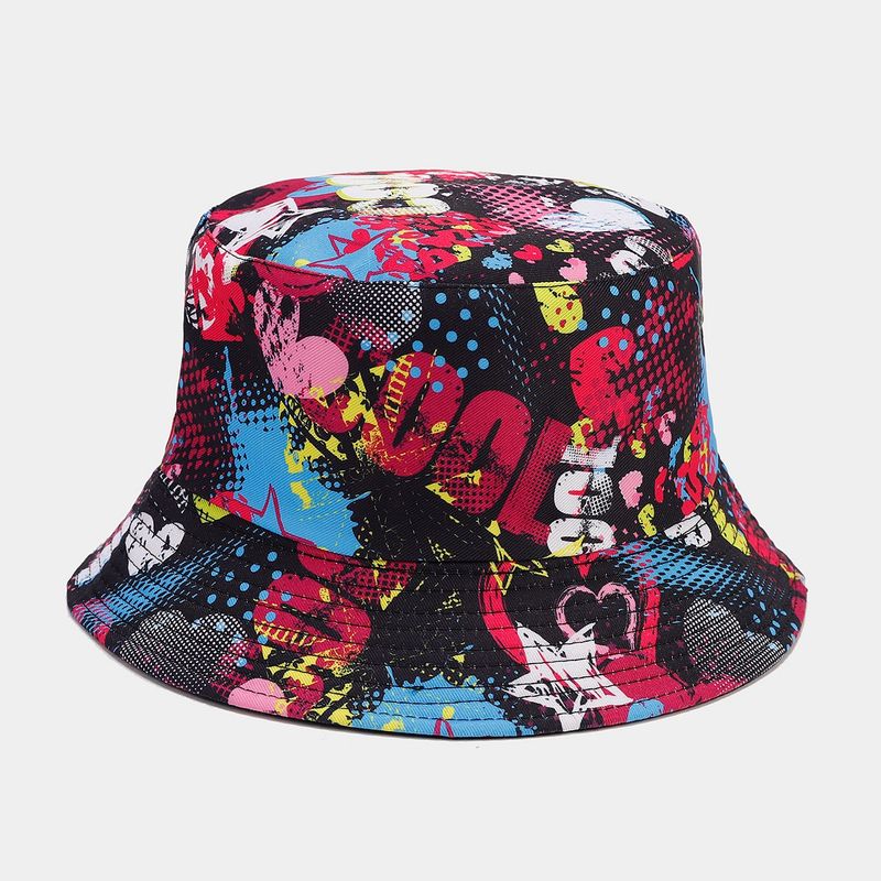 Nuevo gorro de pescador de doble cara con letras de grafiti para mujer, moderno y plegable para hombre._voghion.com