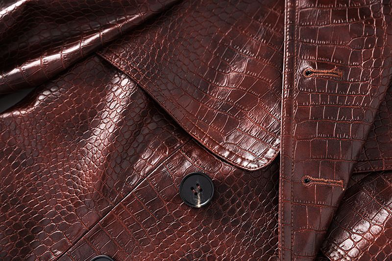 Women's Clothing Spring And Autumn Pu Leather Extended Style Atmospheric Lace Up Leather Coat Windbreaker_voghion.com