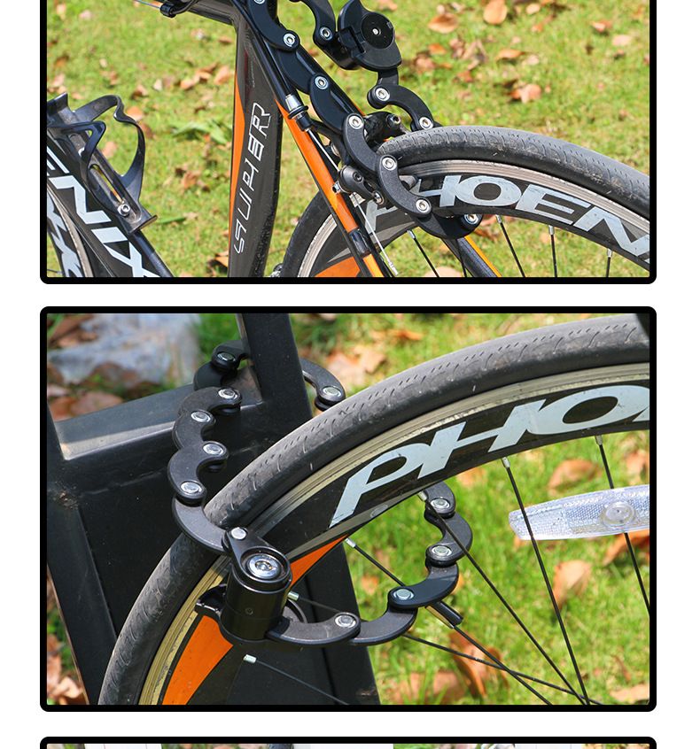 Catena antifurto per bicicletta, lucchetto hamburger, lucchetto pieghevole fisso per veicoli elettrici da montagna, accessori, attrezzatura_voghion.com