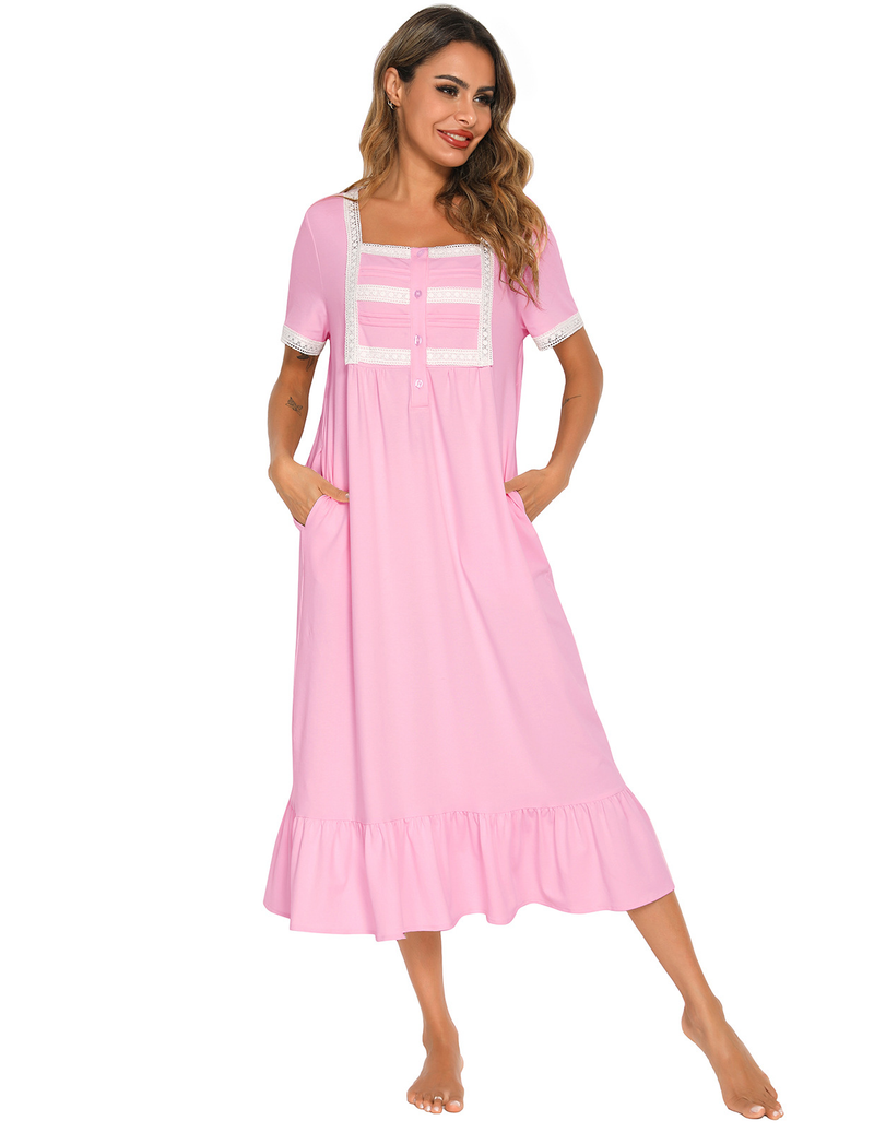 Pigiami da donna Pigiami a maniche corte Abito da principessa Camicia da notte bianca Abito per la casa_voghion.com