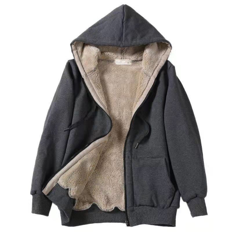 Felpa con cappuccio in pile da donna, pullover invernale oversize, comoda giacca in sherpa, abbigliamento casual da strada, caldo e caldo._voghion.com