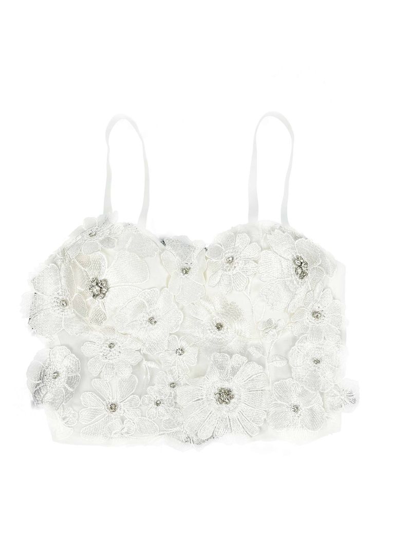 Damenbekleidung Dreidimensionales, mit Blumen und Diamanten besetztes, körperformendes Tube-Top für die Oberbekleidung Straps-BH für Damen_voghion.com