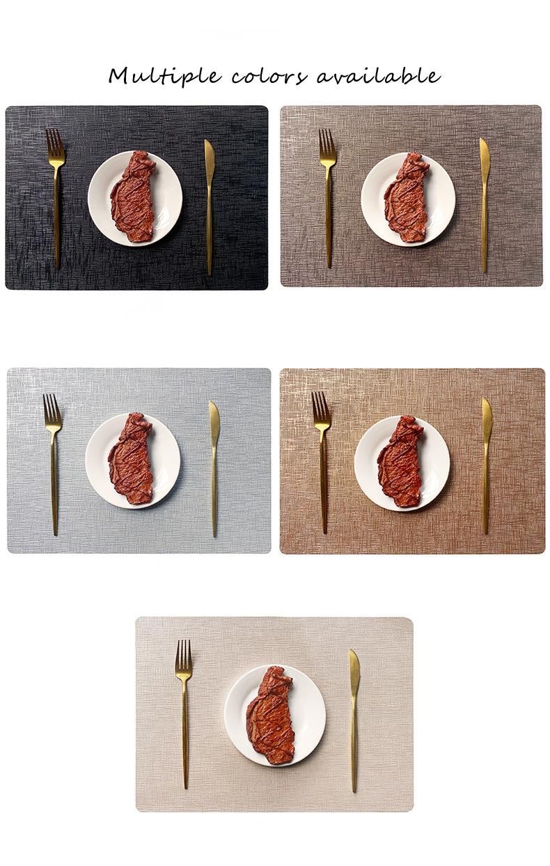 European Style Leher He Insulion Werproof Tray Metal Texture Double-Sided Square Western Dining Non-Slip Table_voghion.com