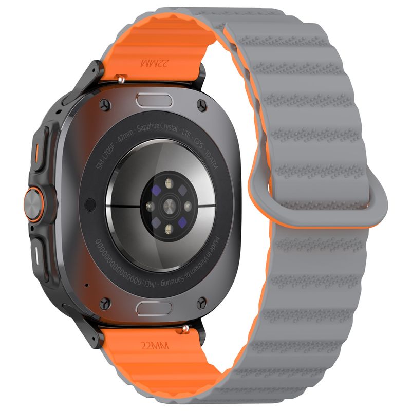 For Samsung Galaxy Watch Ultra 47mm Spot Pattern Two Color Magnetic Silicone Watch Band(Gray Orange)_voghion.com
