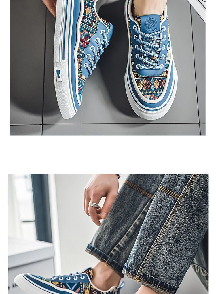 New Summer 2024 Breathable Canvas Men's Fashion Printed Student Korean Edition Trendy Casual Versatile Board Shoes Men_voghion.com