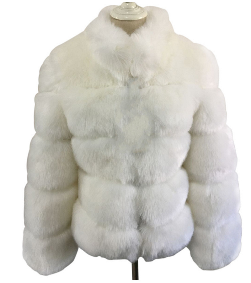 Frauen Herbst und Winter neue Nachahmung Fuchspelz Schlankheits-Stehkragen Spleißen Kunstpelzjacke für Frauen_voghion.com