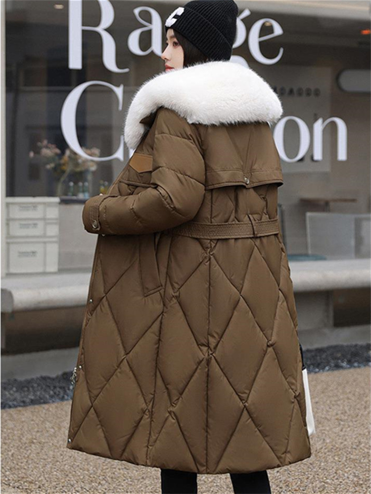Botvotee-Parkas largas elegantes para mujer, chaquetas con cordones de manga larga a la moda coreana, informales, Otoño e Invierno 2023_voghion.com