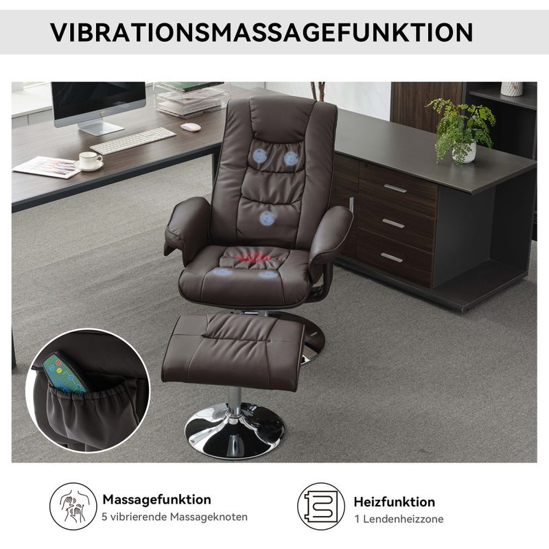 Sedia per massaggi con rivestimento in PU e ottomano, massaggio con 5 massaggiatori punk per il sonno e il sonno, braun_voghion.com