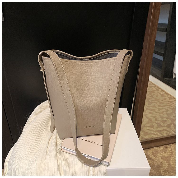 Women's Bucket Bag Women's Bag Crossbody Bag Design Child Mother Bucket Bag Lychee Grain Material Soft Tote Bag_voghion.com
