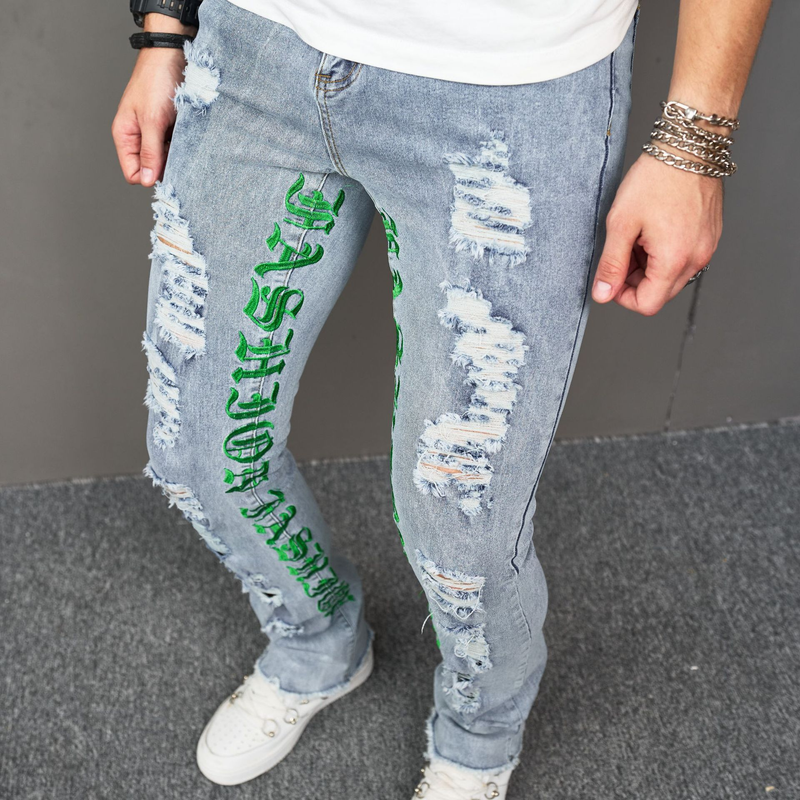 Herr Bootcut Broderi Moderiktiga Leggings_voghion.com