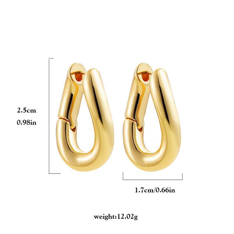Gold Retro Simple Geometric Twist Round Stacked Light Earrings Ear Jewelry_voghion.com