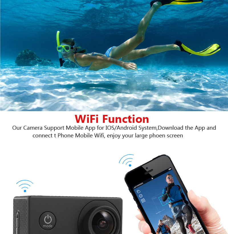 2.0" Action Camera Ultra HD 4K 30FPS WiFi Underwater Waterproof Helmet Bicycle Video Recording Cameras Outdoor Sport Cam_voghion.com