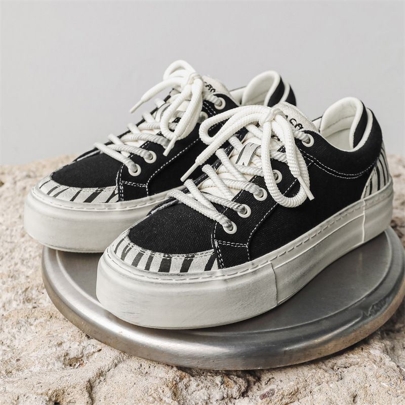 Scarpe casual da uomo in tela di qualità imbattibile, primavera 2025, nuove, basse, sottili, traspiranti e versatili, alla moda, nere._voghion.com