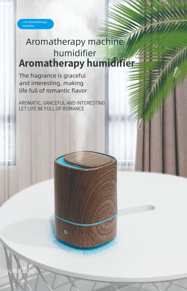 Wood Grain USB Humidifier, Ultrasonic Aroma Diffuser With Colorful Light For Home & Car, Automatic_voghion.com