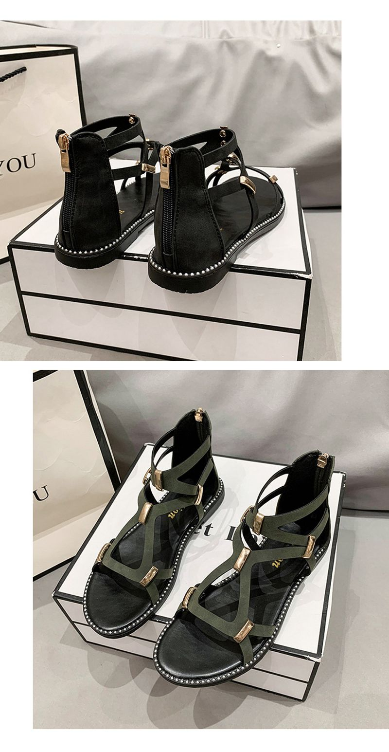 2024 Estate Nuovo alla moda e minimalista in metallo fondo piatto Cro fibbia avvolgente radice comoda cerniera posteriore romana_voghion.com