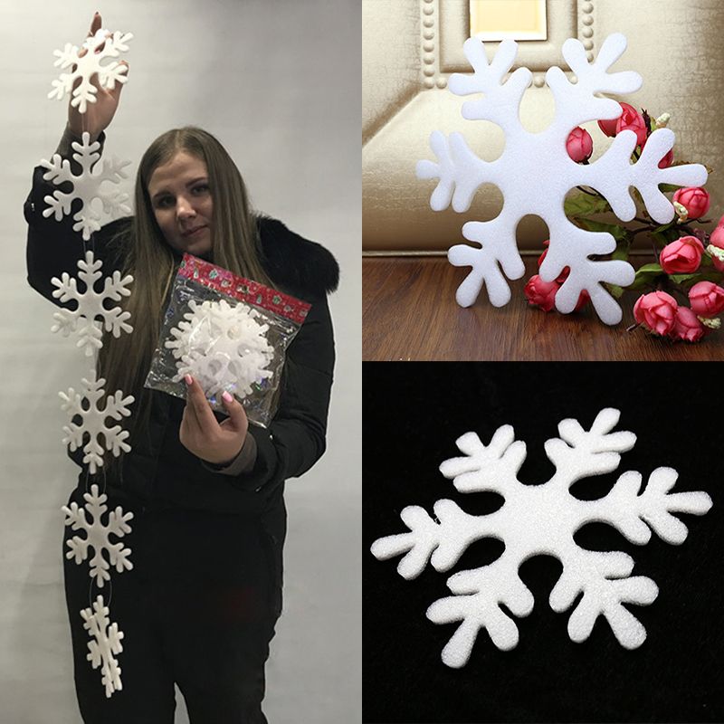 6 Pcs DIY foam White Snowflakes For Home Christmas Party New Year Xmas Tree Pendants Hanging Decoration Window Decoration_voghion.com